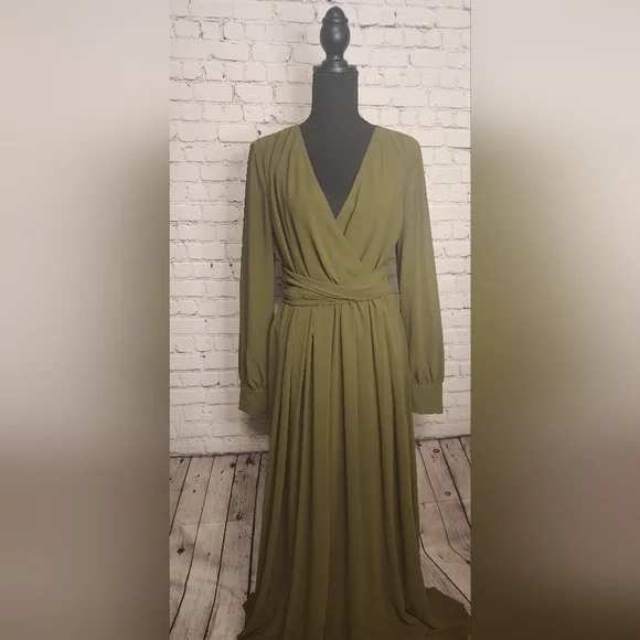 Baltic Born Lydia- Long Sleeve Maxi Dress Olive green - Picture 6 of 11